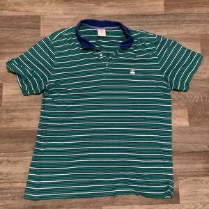 Brooks Brothers Men's Blue Green White Stripe Cotton Casual Polo Shirt XLarge
